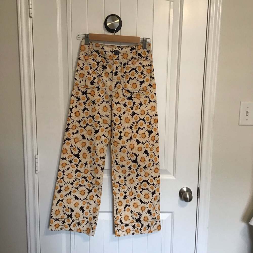 Anthropologie Maeve Colette Daisy Print Linen Blend Pants Size 25 - Picture 4 of 12